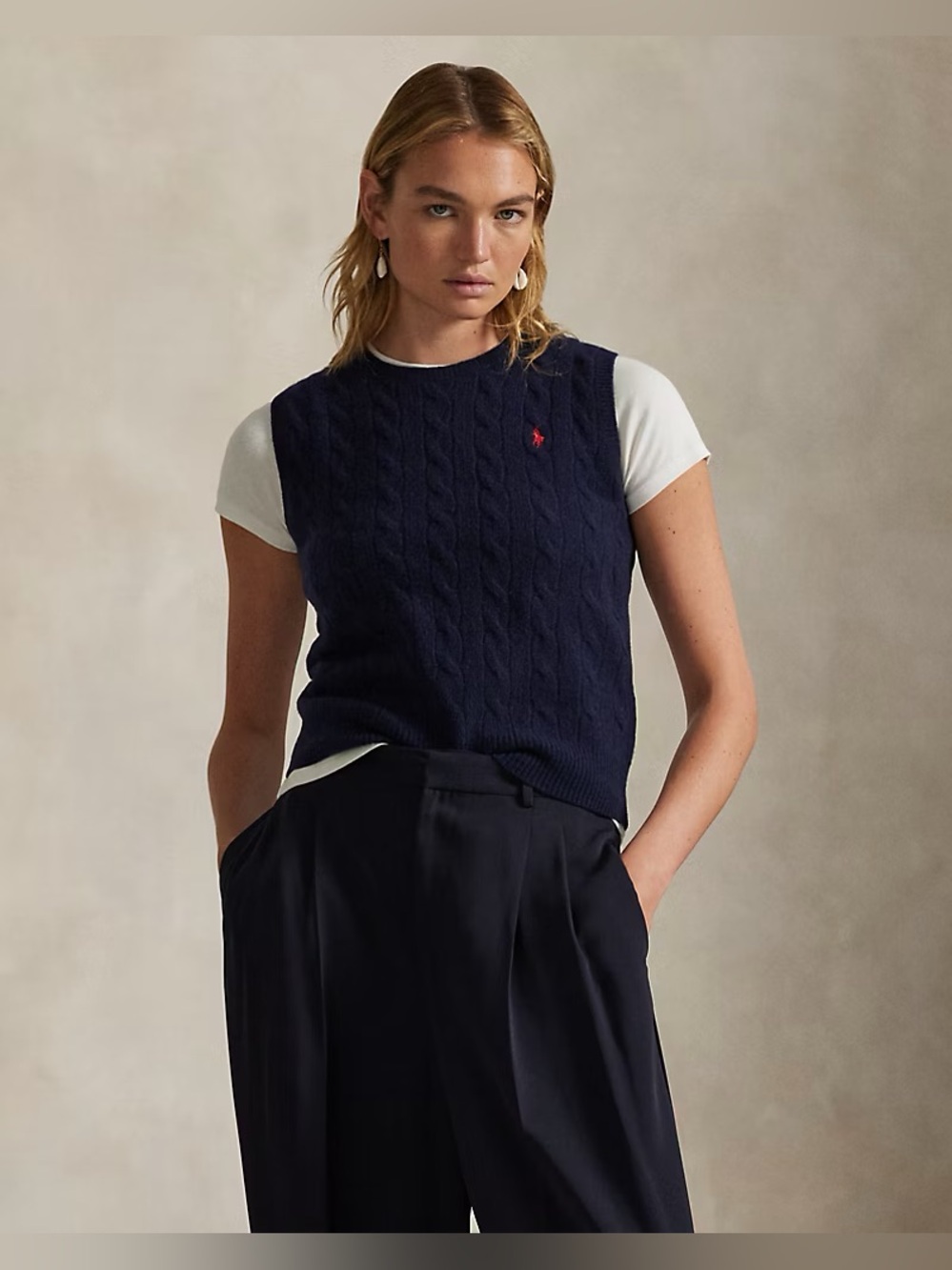 Polo ralph lauren Cable-Knit Wool-Cashmere Sleeveless Jumper